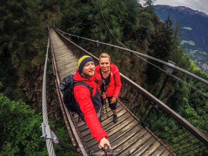 Hängebrücke auf dem Meraner Höhenweg